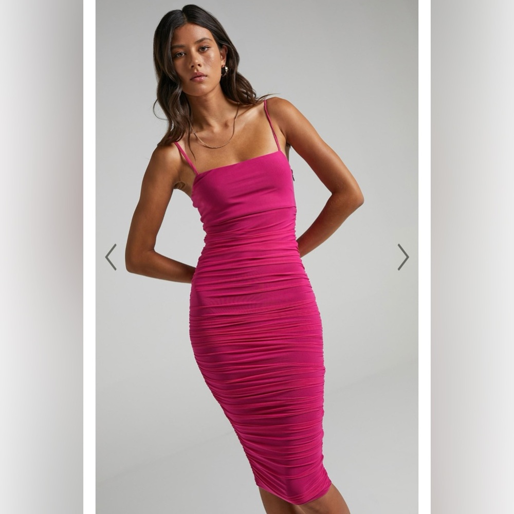 Showpo Hot Pink Midi Dress